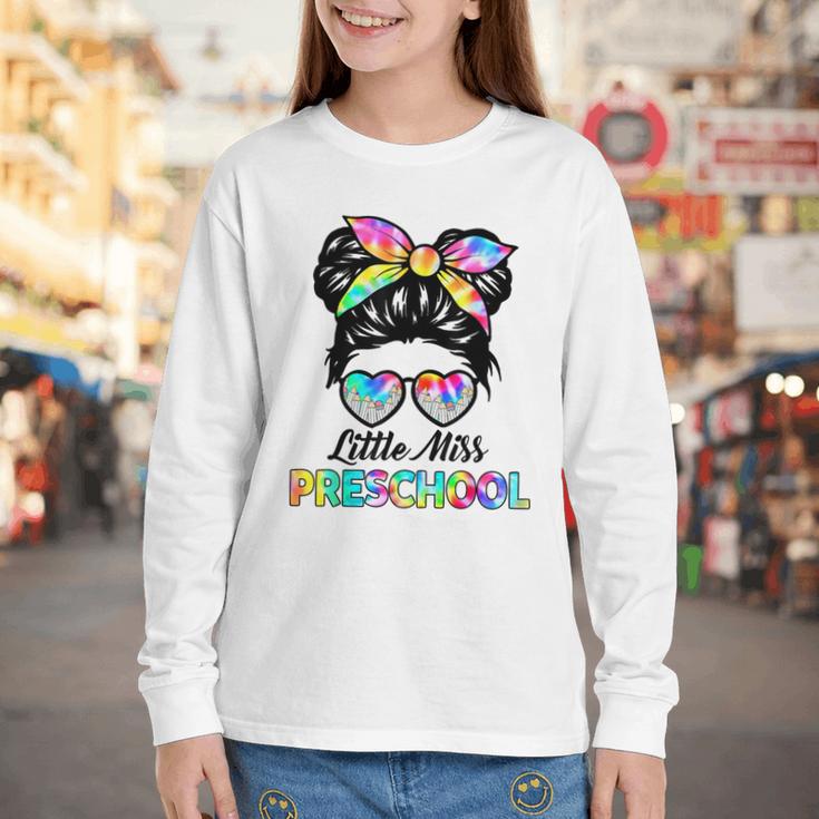 Little Miss Preschool First Day Back To School Girls Kids Youth Long Sleeve Tee