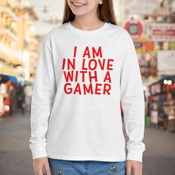 I Am In Love With A Gamer Cute Valentines Day Gamer Couple Raglan Baseball Tee Youth Long Sleeve Tee
