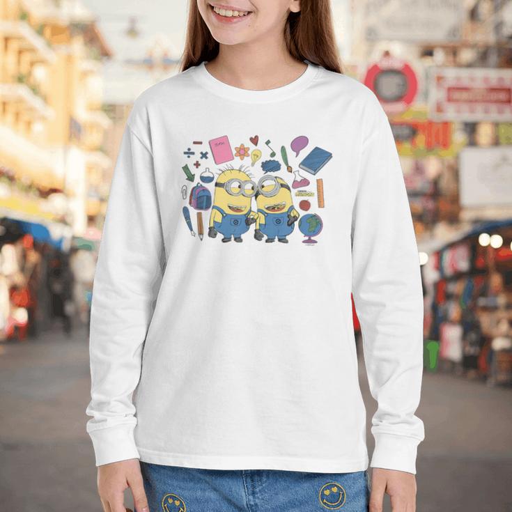 Minions Back To School Sketched Youth Long Sleeve Tee
