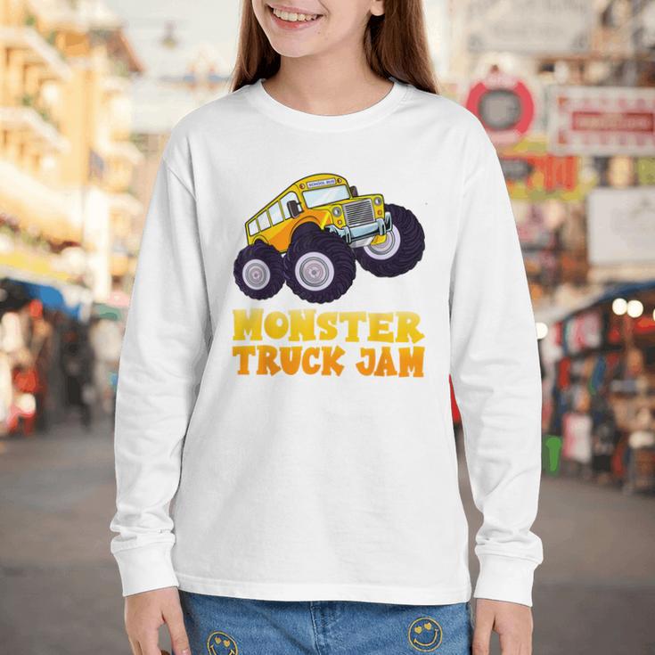 Monster Truck Jam School Bus Yellow Back To School Toddlers Youth Long Sleeve Tee Monster Truck Jam School Bus Yellow Back To School Toddlers Youth Long Sleeve Tee