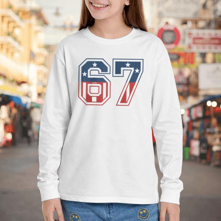 Number 67 USA Raglan Baseball Tee Youth Long Sleeve Tee