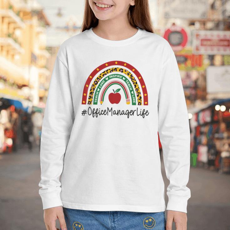Office Manager Rainbow Appreciation Day Hello Back To School Youth Long Sleeve Tee Office Manager Rainbow Appreciation Day Hello Back To School Youth Long Sleeve Tee