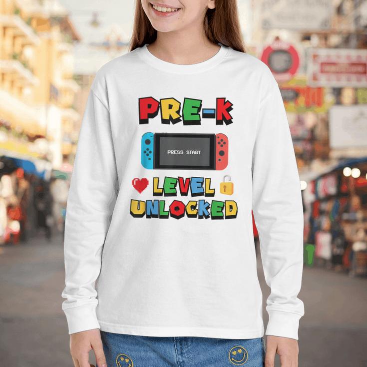 Pre-K Level Unlocked Back To School Video Game Youth Long Sleeve Tee Pre-K Level Unlocked Back To School Video Game Youth Long Sleeve Tee