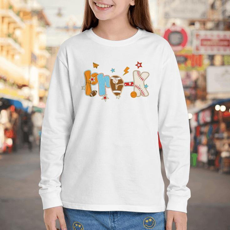 Pre K Preschool Football Basketball Baseball Back To School Youth Long Sleeve Tee Pre K Preschool Football Basketball Baseball Back To School Youth Long Sleeve Tee