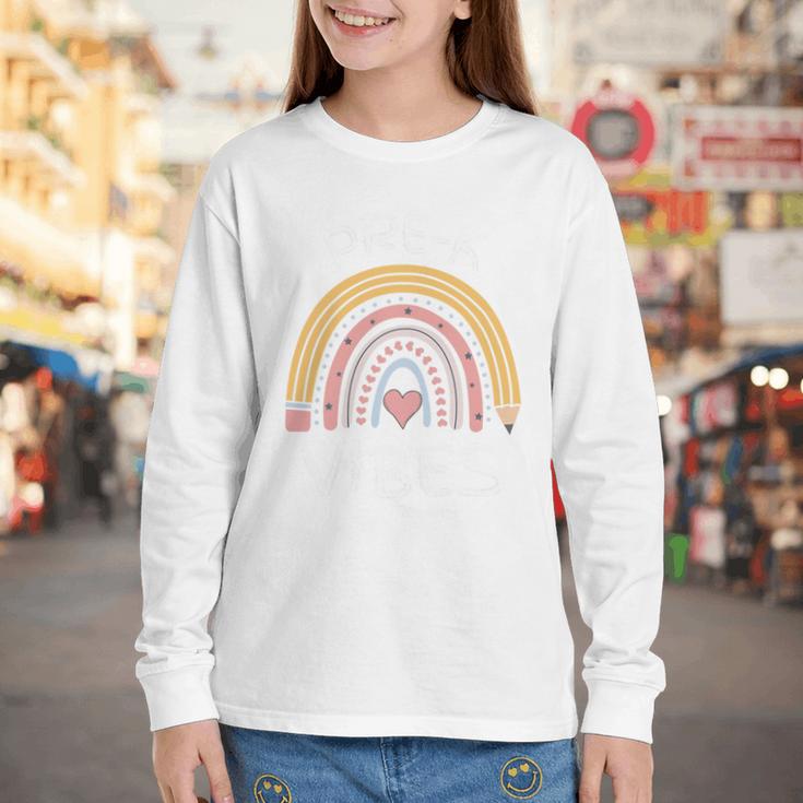 Pre-K Vibes Pencil Rainbow Back To School Boys Girls Kids Premium Tri-Blend Youth Long Sleeve Tee