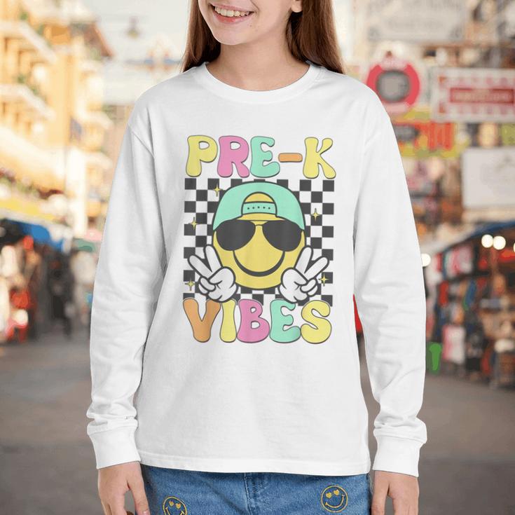 Pre-K Vibes Smile Face Back To School Pre-K Youth Long Sleeve Tee Pre-K Vibes Smile Face Back To School Pre-K Youth Long Sleeve Tee
