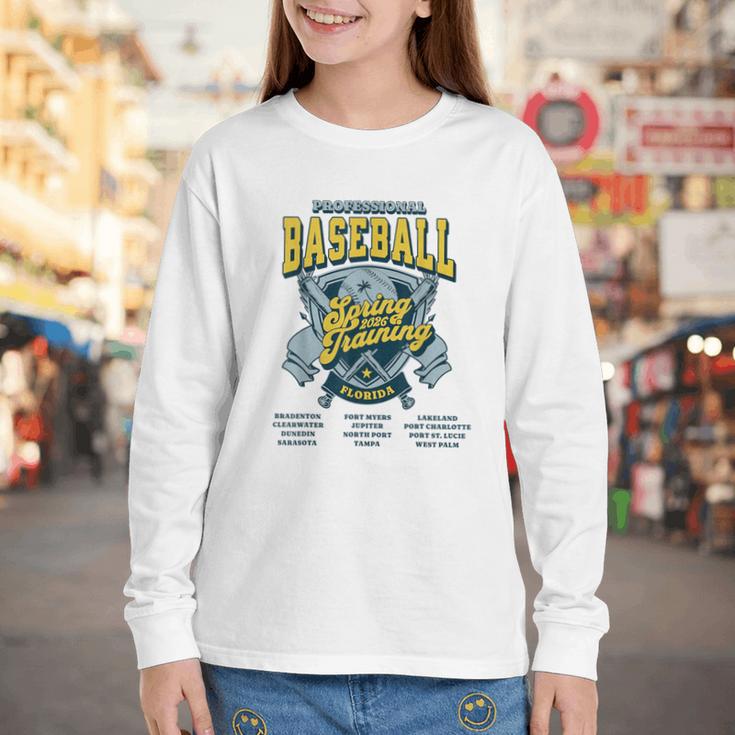 Professional Baseball Spring Training 2026 Florida Cities Youth Long Sleeve Tee