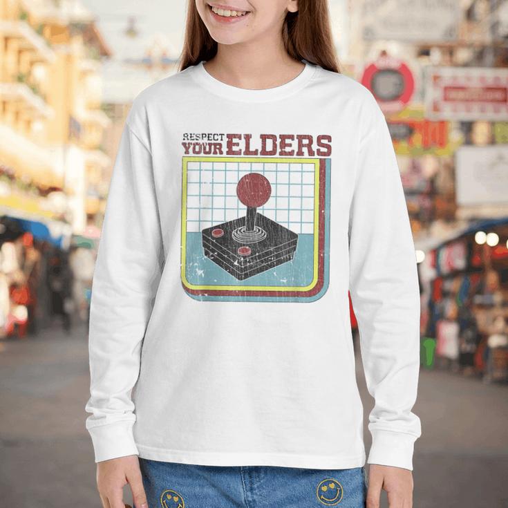 Respect Your Elders Retro Gamer Joystick Back To School Youth Long Sleeve Tee Respect Your Elders Retro Gamer Joystick Back To School Youth Long Sleeve Tee