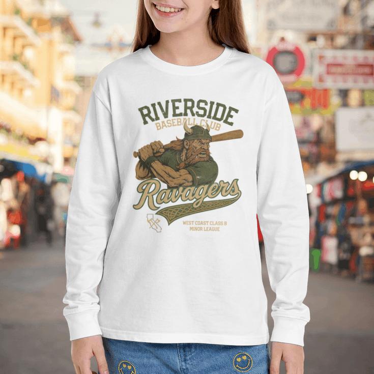 Riverside Ravagers Retro Minor League Baseball Youth Long Sleeve Tee Riverside Ravagers Retro Minor League Baseball Youth Long Sleeve Tee