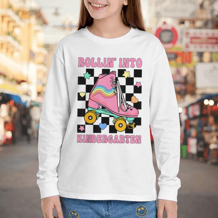 Rolling Into Kindergarten Roller Skating Girl Back To School Youth Long Sleeve Tee Rolling Into Kindergarten Roller Skating Girl Back To School Youth Long Sleeve Tee