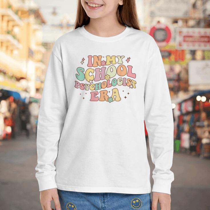 In My School Psychologist Era Retro Back To School Counselor Youth Long Sleeve Tee In My School Psychologist Era Retro Back To School Counselor Youth Long Sleeve Tee