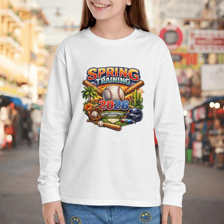 Spring Training 2026 Baseball Fan Retro Palm Cactus Premium Tri-Blend Youth Long Sleeve Tee Spring Training 2026 Baseball Fan Retro Palm Cactus Premium Tri-Blend Youth Long Sleeve Tee