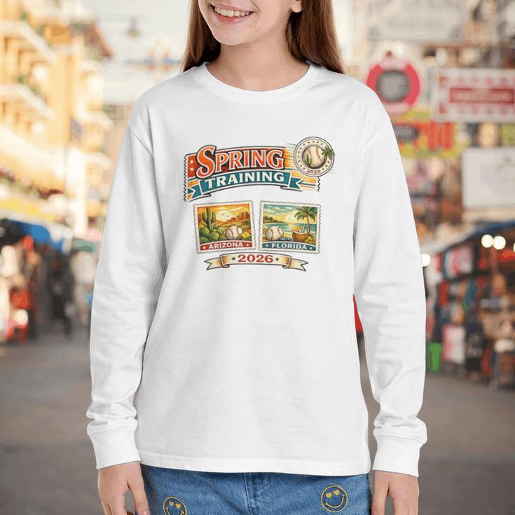 Spring Training 2026 Retro Postcard Baseball Premium Tri-Blend Youth Long Sleeve Tee