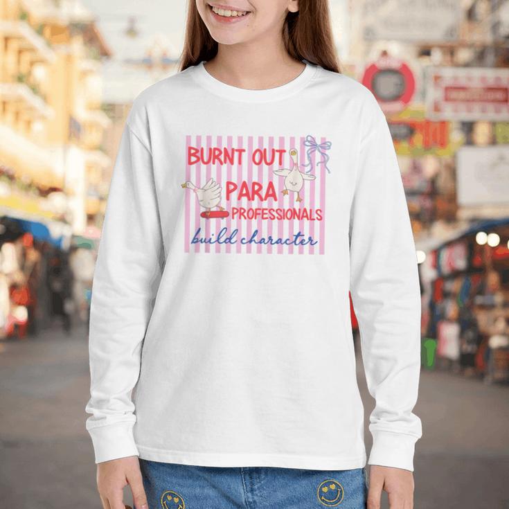 Striped Burnt Out Para Paraprofessional Back To School Youth Long Sleeve Tee