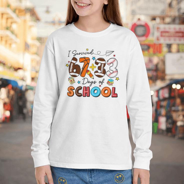 I Survived 67 33 Days Of School Baseball Basketball Football Youth Long Sleeve Tee