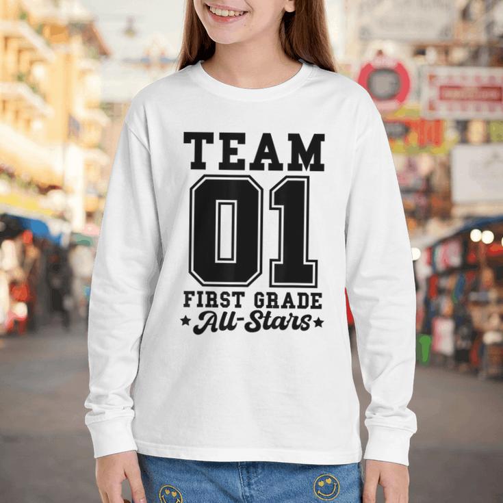 Team 1st Grade All-Stars Back To School Sports Jersey Youth Long Sleeve Tee