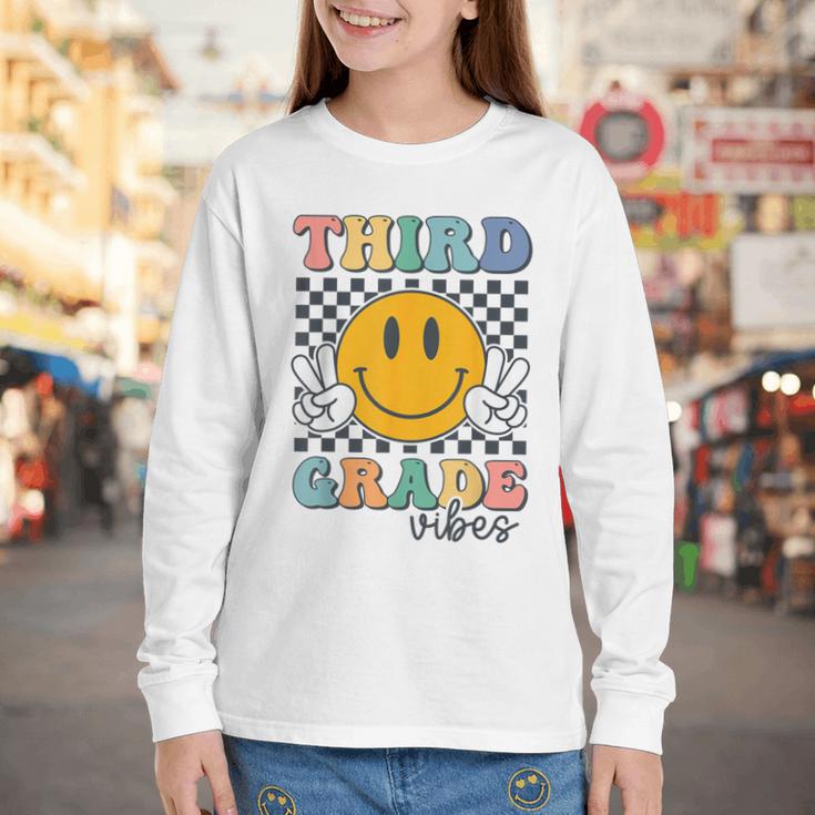 Third Grade Vibes Retro Smile Back To School 3rd Grade Team Youth Long Sleeve Tee