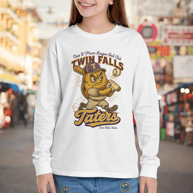 Twin Falls Taters Minor League Baseball Team Youth Long Sleeve Tee Twin Falls Taters Minor League Baseball Team Youth Long Sleeve Tee