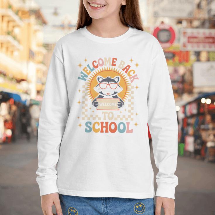 Welcome Back To School Raccoon First Day Of School Checkered Premium Tri-Blend Youth Long Sleeve Tee Welcome Back To School Raccoon First Day Of School Checkered Premium Tri-Blend Youth Long Sleeve Tee