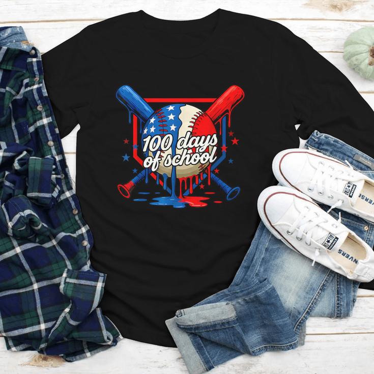 100 Days Of School 100th Day Youth Drip Baseball Boys Kid Youth Long Sleeve Tee