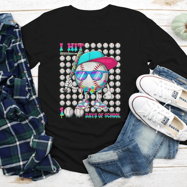 100 Days Of School Baseball Drip Ice Cream Boys Kids Youth Long Sleeve Tee