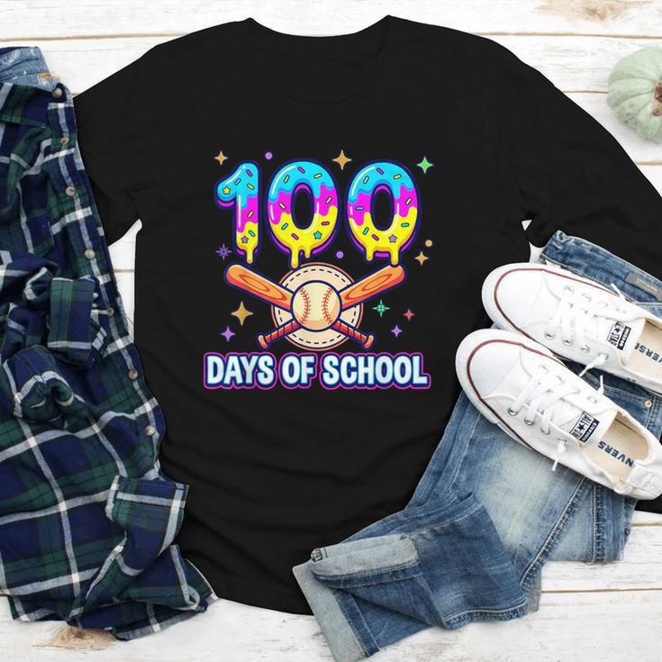 100 Days Of School Baseball Ice Cream Drip Kids Boys Teacher Youth Long Sleeve Tee