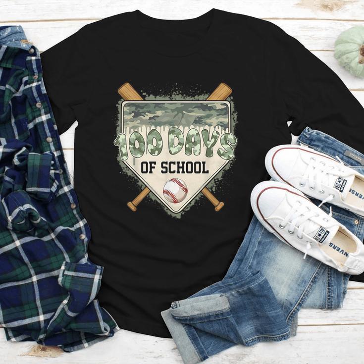 100 Days Of School Home Plate Camo Baseball Dripping Boys Youth Long Sleeve Tee 100 Days Of School Home Plate Camo Baseball Dripping Boys Youth Long Sleeve Tee
