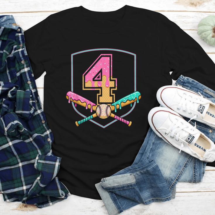 4th Birthday Baseball Bat Ice-Cream Drip 4yrs Old Boys Girls Youth Long Sleeve Tee 4th Birthday Baseball Bat Ice-Cream Drip 4yrs Old Boys Girls Youth Long Sleeve Tee