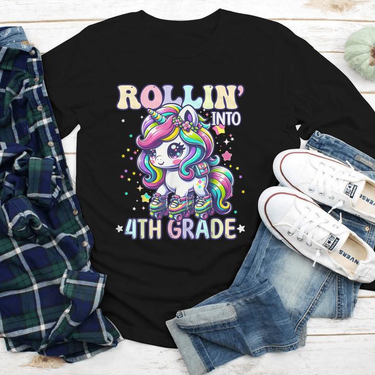 4th Grade Back To School First Day Girls Rollin Unicorn Youth Long Sleeve Tee