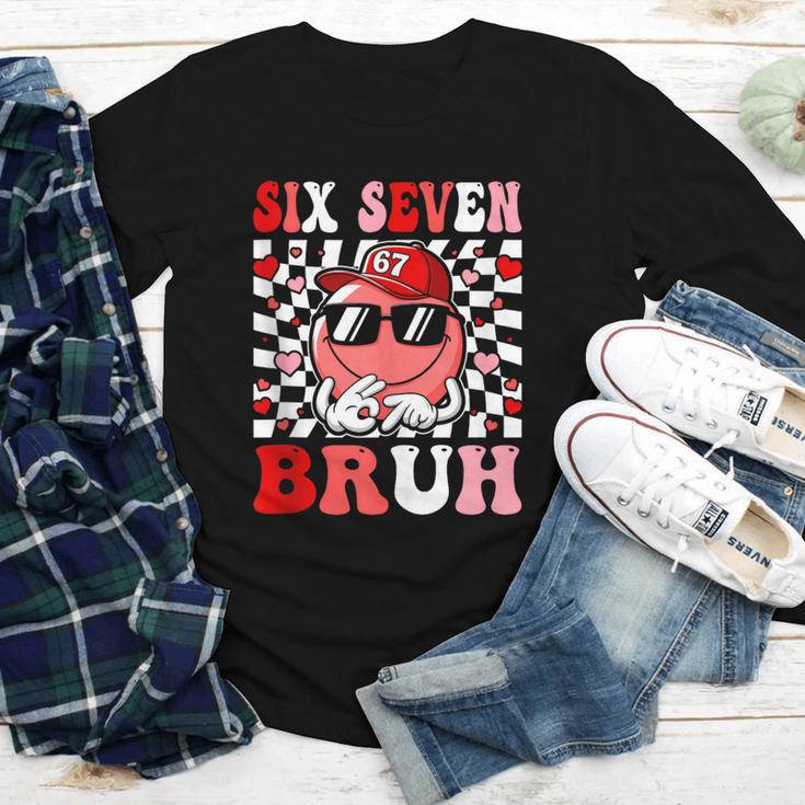 6 7 Bruh Six Seven Valentine Heart Baseball Youth Long Sleeve Tee