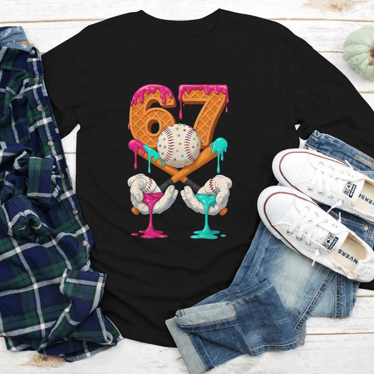 6 7 Ice Cream Drip Baseball Number 67 Player Boy Girl Kids Youth Long Sleeve Tee