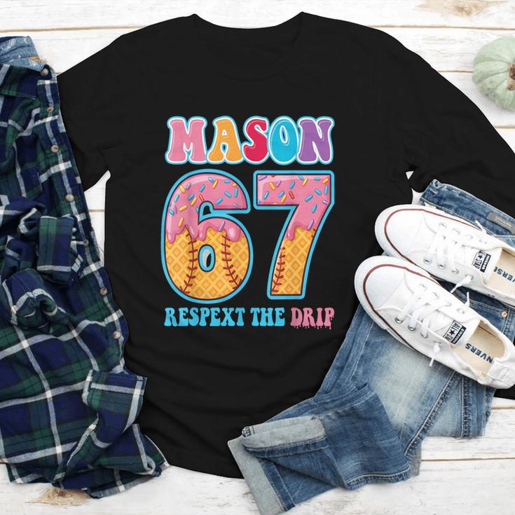 6 7 Mason Baseball Drip Number 67 Player Or 67th Birthday Youth Long Sleeve Tee