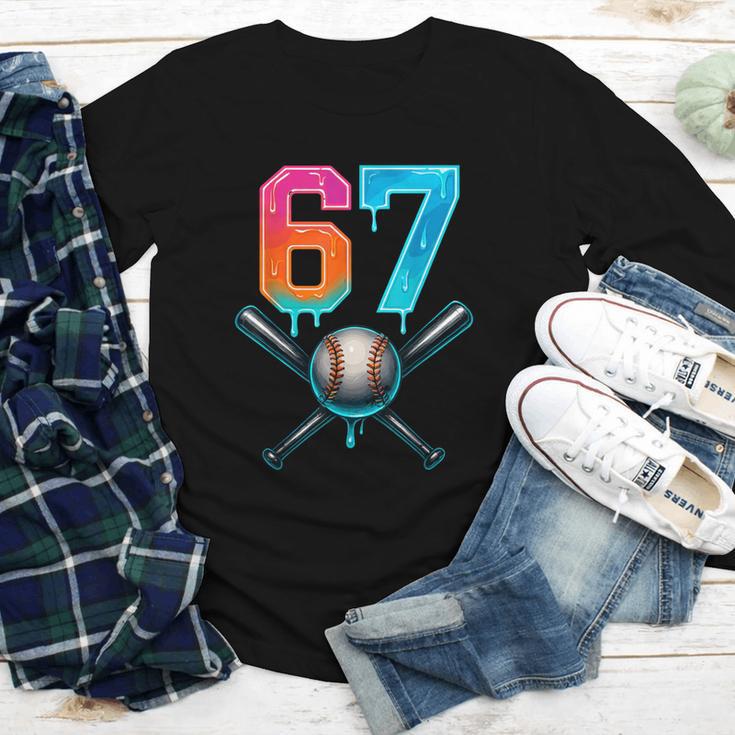 67 Baseball Meme Cool Drip Number 67 Player Or 67th Birthday Youth Long Sleeve Tee