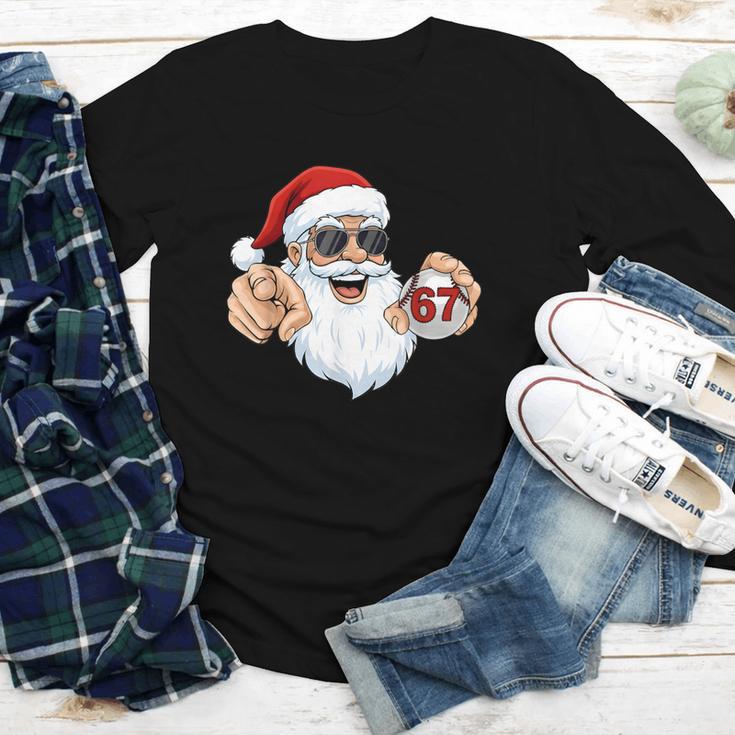 67 Baseball Santa Six Seven Meme Christmas Men Women Kids Youth Long Sleeve Tee