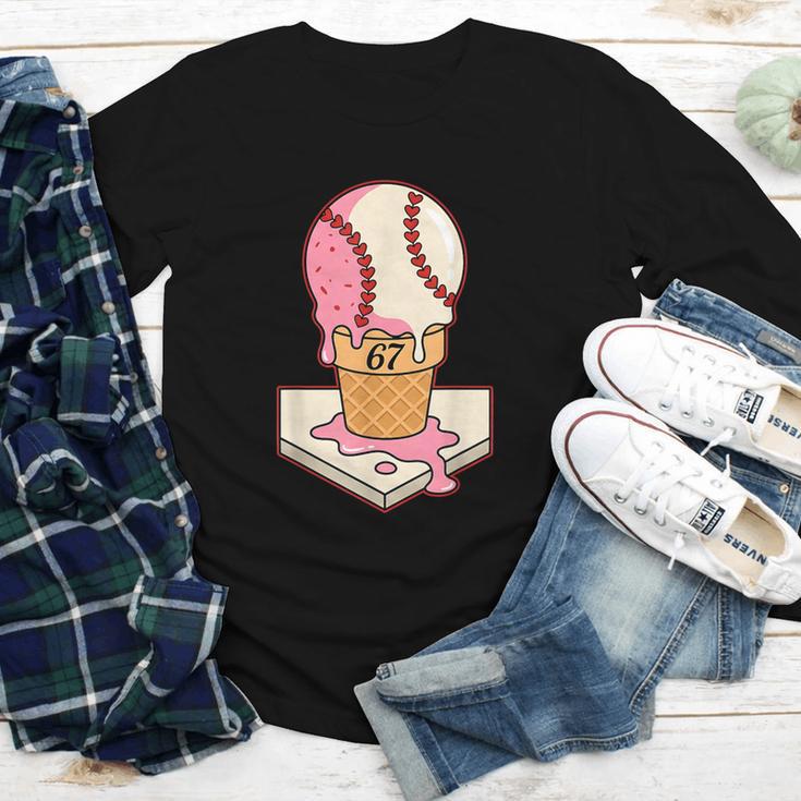 67 Tee Baseball Creamy Dripping Graphic Sixty-Seven Clothes Youth Long Sleeve Tee