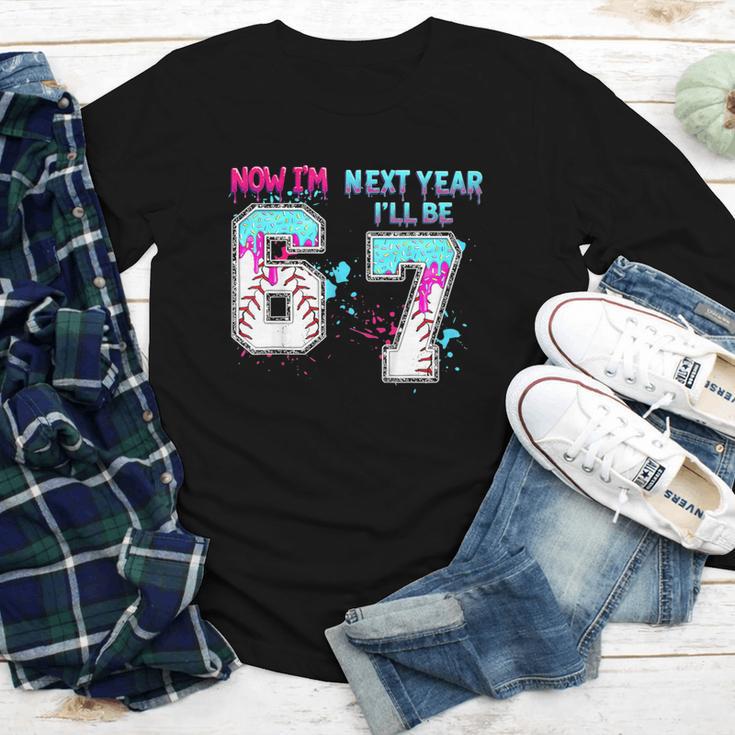 6th Birthday Now I'm 6 Next Year I'Ll Be 7 Baseball Drip 67 Youth Long Sleeve Tee