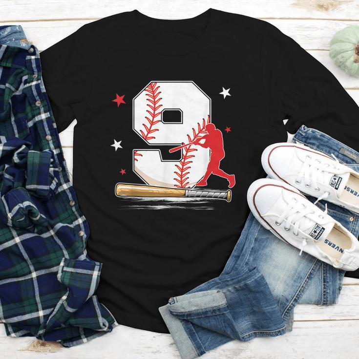 9 Years Old Baseball Birthday Boy 9th Bday Party Youth Long Sleeve Tee