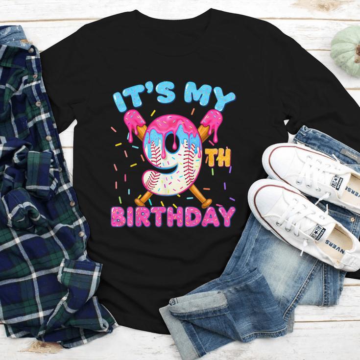 9th Birthday Baseball 9 Year Old Ice Cream Drip Boy Baseball Youth Long Sleeve Tee