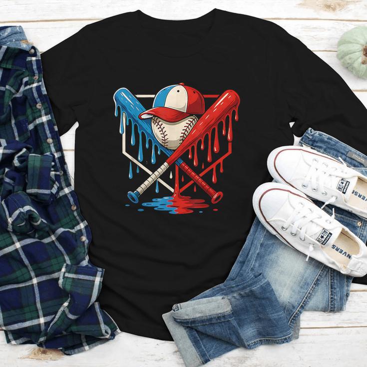 American Baseball Drip Graffiti Ball And Bat Youth Long Sleeve Tee