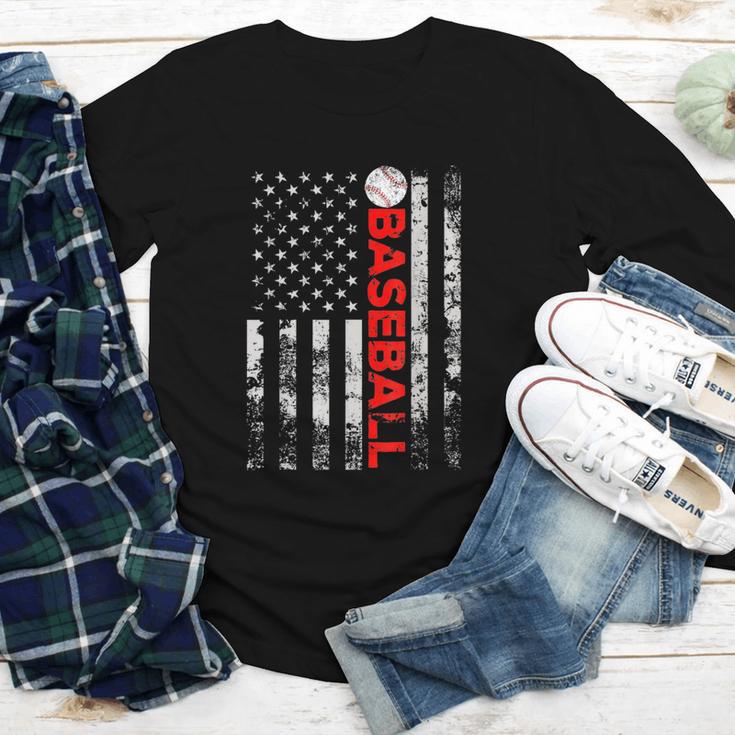 American Flag Baseball Team Baseball Player Baseball Youth Long Sleeve Tee
