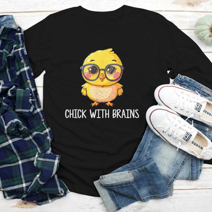 Back To School Chick With Brains Smart Intelligent Girls Youth Long Sleeve Tee Back To School Chick With Brains Smart Intelligent Girls Youth Long Sleeve Tee