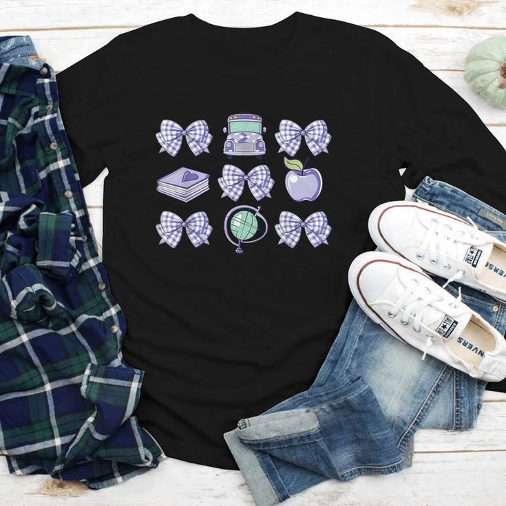 Back To School Coquette Bow Gingham First Day Of School Bows Youth Long Sleeve Tee