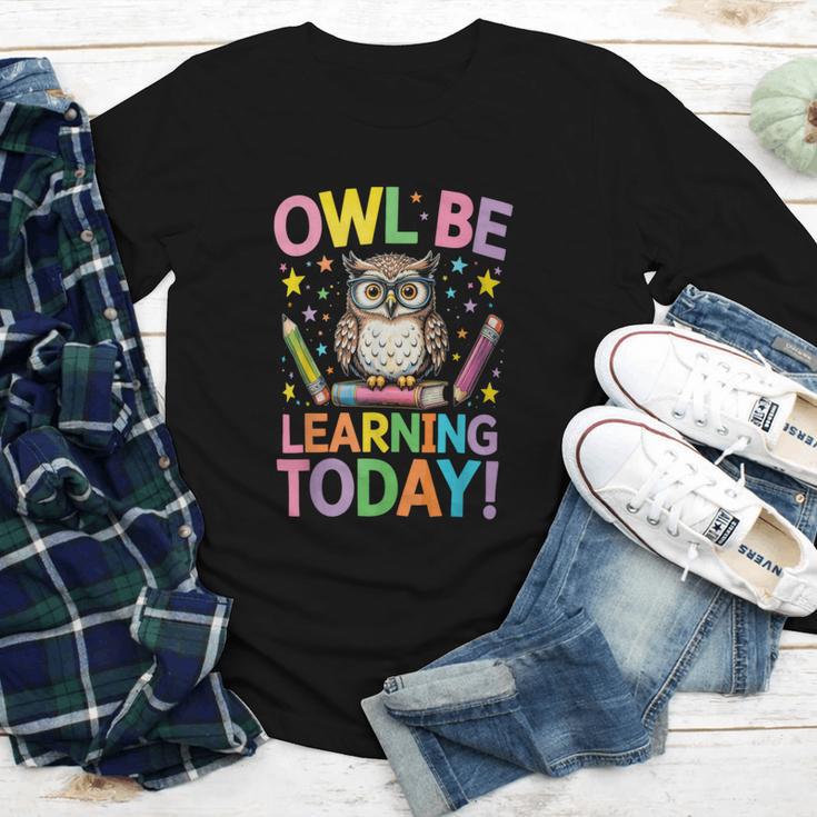 Back To School First Day Of School Owl Be Learning Today Youth Long Sleeve Tee