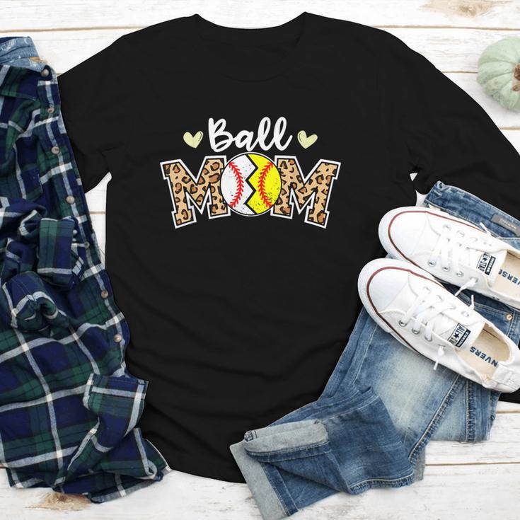 Ball Mom Leopard Baseball Softball Player Mom Youth Long Sleeve Tee