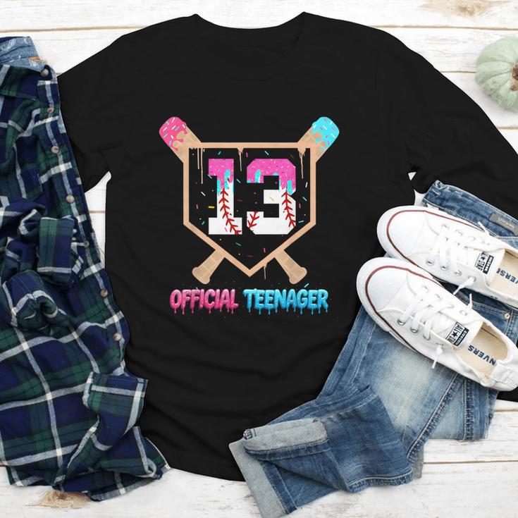 Baseball 13 Year Ice Cream Drip 13th Bday Official Teenager Youth Long Sleeve Tee