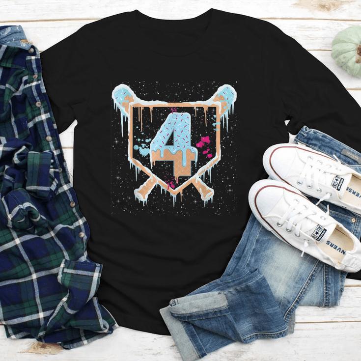 Baseball 4 Year Old Ice Cream Drip 4th Birthday Boy Number 4 Youth Long Sleeve Tee Baseball 4 Year Old Ice Cream Drip 4th Birthday Boy Number 4 Youth Long Sleeve Tee