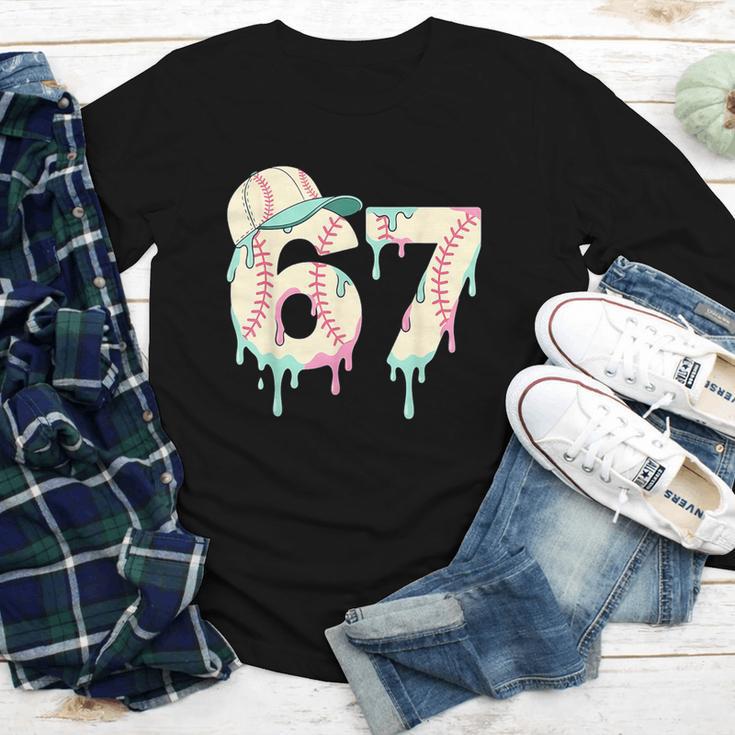 Baseball 67 Drip Six Seven Baseball Dripping Boys Kids Youth Long Sleeve Tee