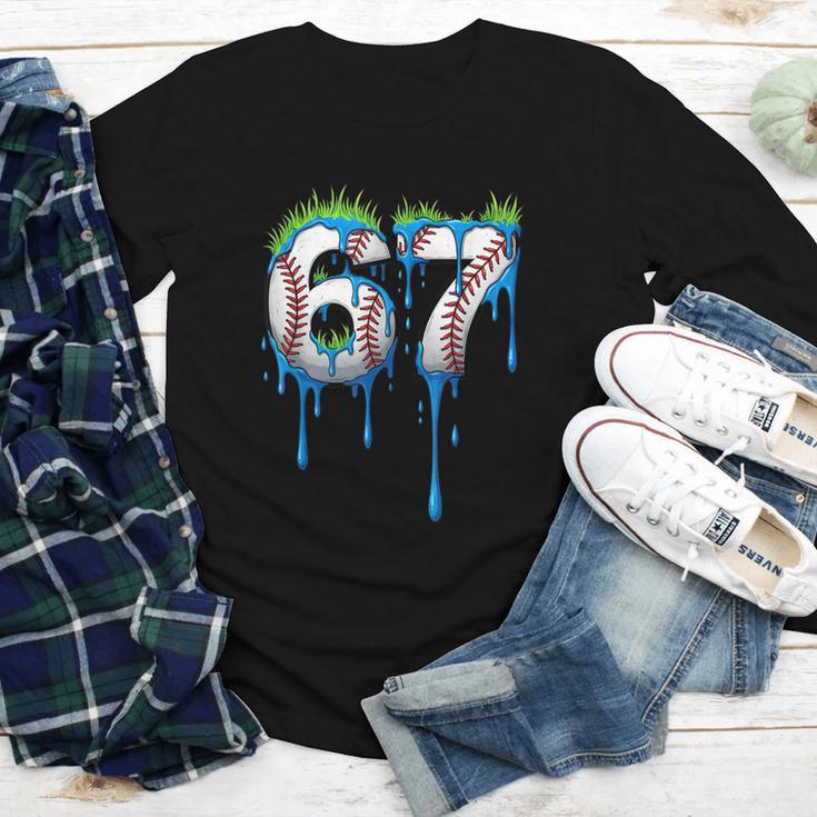Baseball 67 Six Seven Gen Alpha Meme Blue Drip Boys Youth Long Sleeve Tee Baseball 67 Six Seven Gen Alpha Meme Blue Drip Boys Youth Long Sleeve Tee
