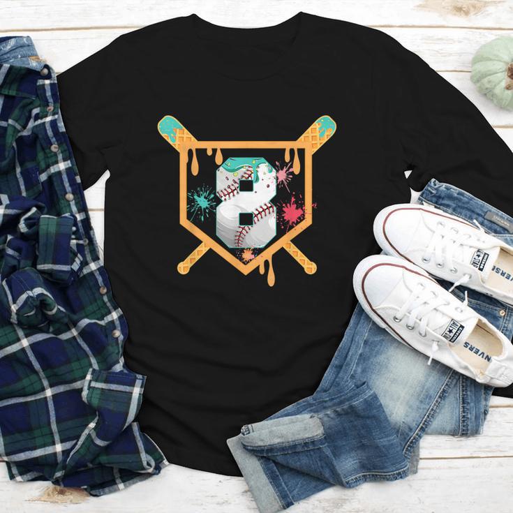 Baseball 8 Year Old Ice Cream Drip 8th Birthday Boy Number 8 Youth Long Sleeve Tee Baseball 8 Year Old Ice Cream Drip 8th Birthday Boy Number 8 Youth Long Sleeve Tee