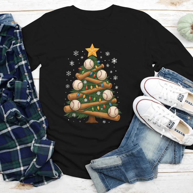 Baseball Bat Christmas Tree Lights Holiday Xmas Youth Long Sleeve Tee